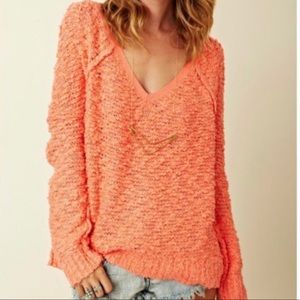 EUC Free People Coral Songbird Sweater